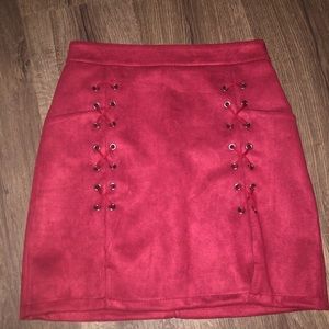 Suede Lace-up Mini Skirt